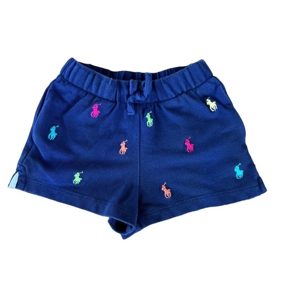 Polo Ralph Lauren Multicolor Embroidered Pony Shorts Girl’s Size 3T Blue - Picture 1 of 5